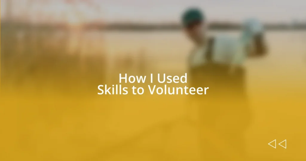 How I Used Skills to Volunteer