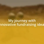 My journey with innovative fundraising ideas