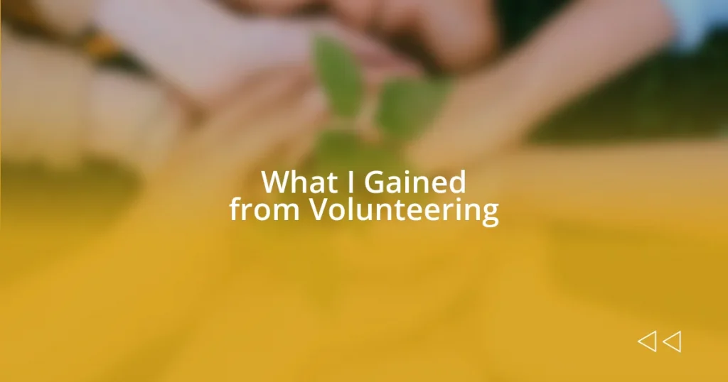 What I Gained from Volunteering