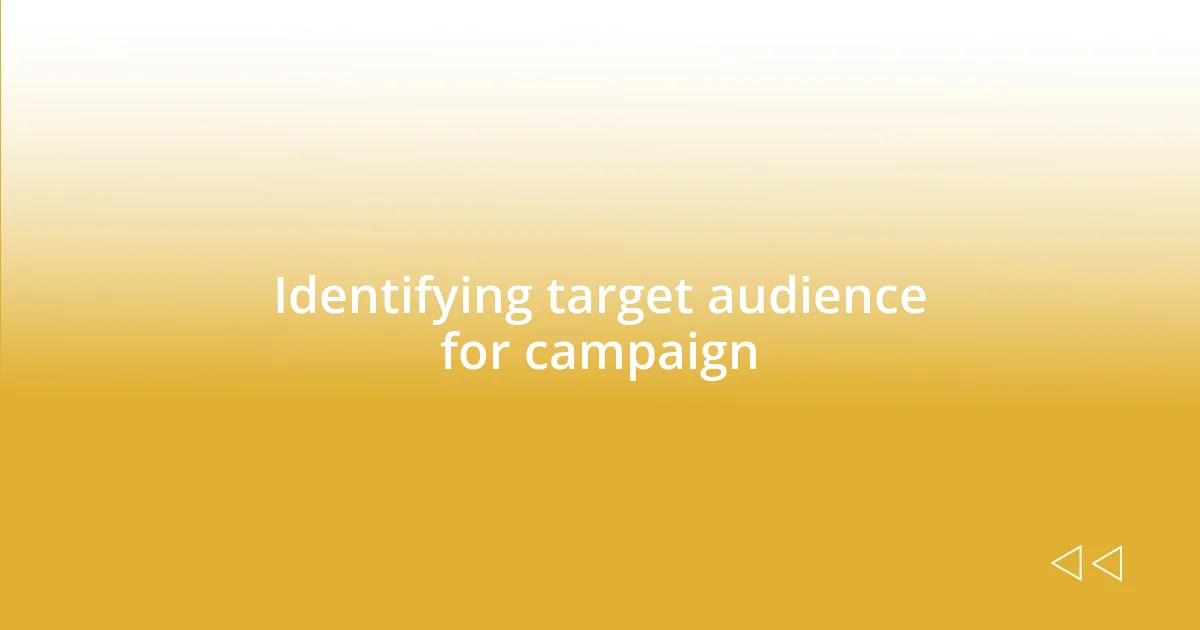 Identifying target audience for campaign