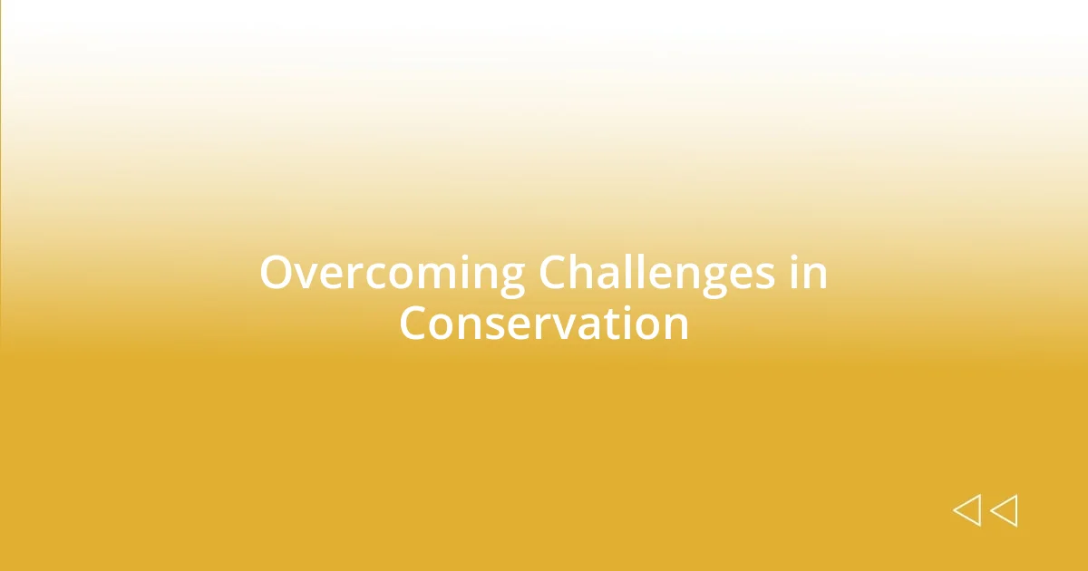 Overcoming Challenges in Conservation