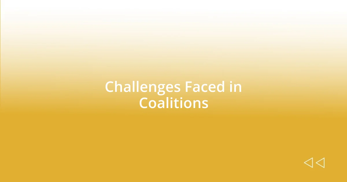 Challenges Faced in Coalitions