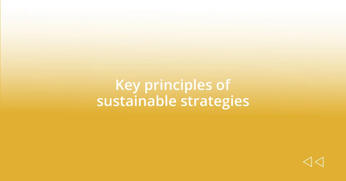 Key principles of sustainable strategies